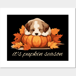 It's Pupkin Season Cute Pumpkin and Puppy Fall Vibes Posters and Art